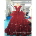 ED Bridal China Custom Made Off Shoulder Appliques Ball Gown Organza Red Wedding Dress